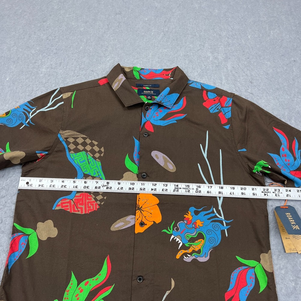 Roark Shirt Men's Medium Gonzo S/S Woven Coffee Phantasm AOP Organic Button Up - Picture 4 of 10